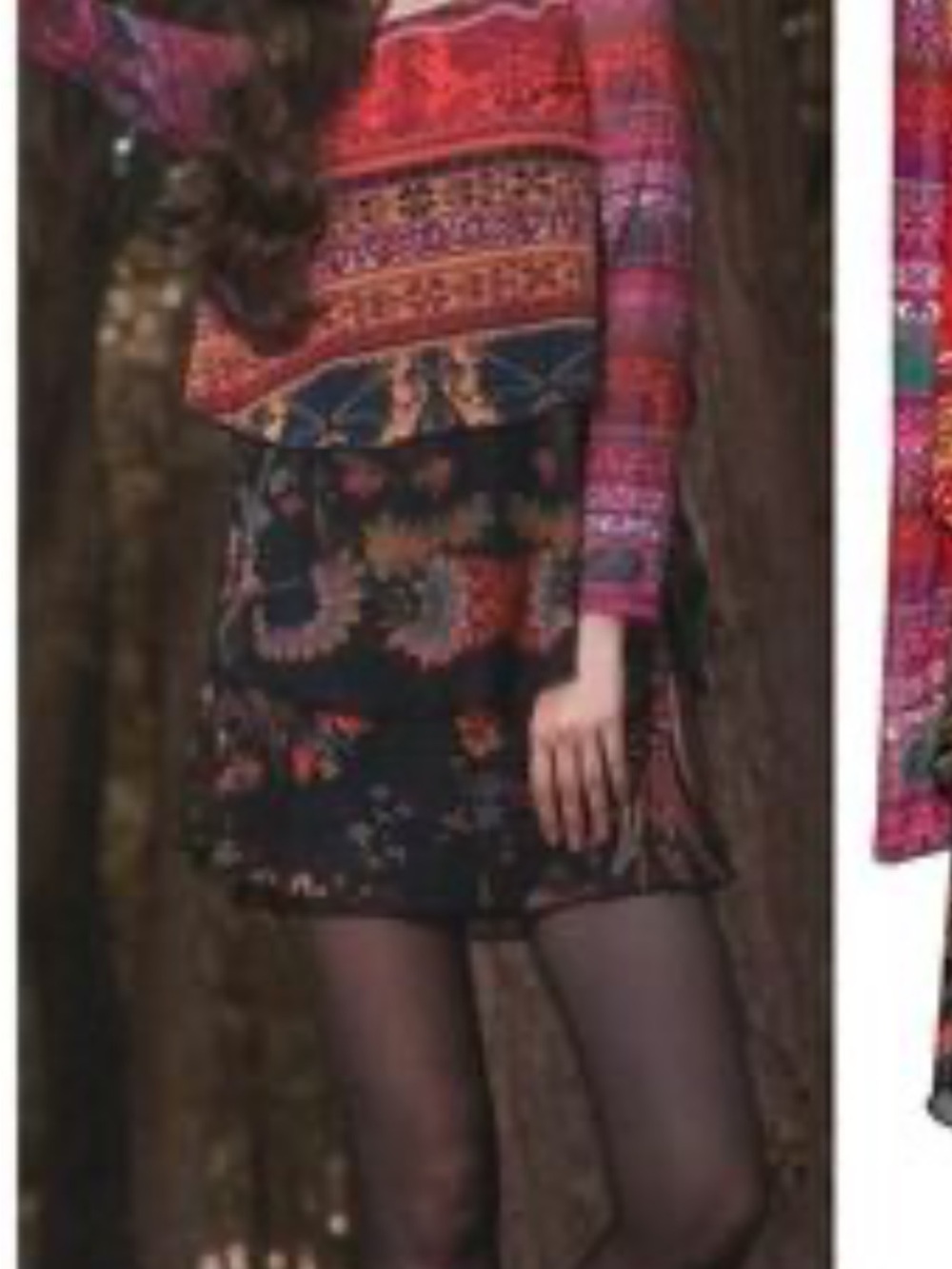Desigual Multicolor Patchwork Mini Dress in Red and Black